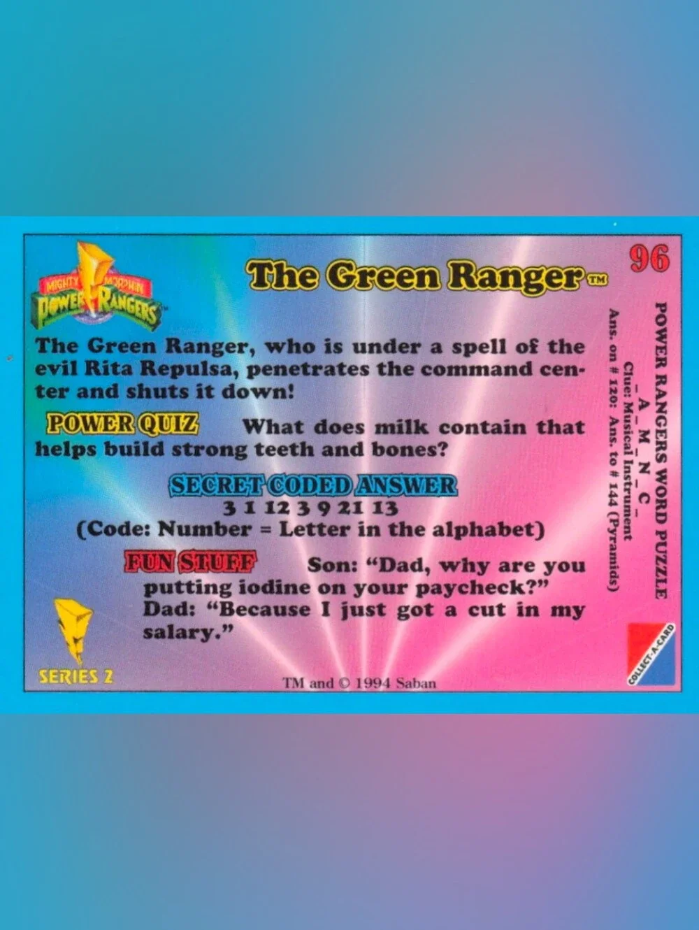 Green Power Ranger🦸🏻 Mighty Morphin Power Rangers Trading Card 🔥 MMPR